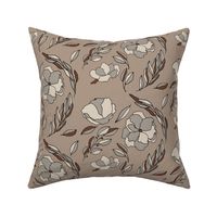 Stylized Flowers in Mid Tone Taupe