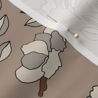 Stylized Flowers in Mid Tone Taupe