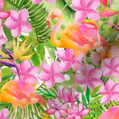 Tropical Flamingo And Flower