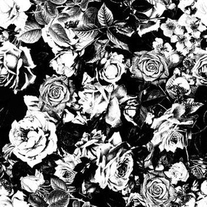Black White Romantic Rose Pattern
