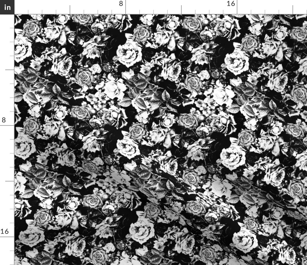 Black White Romantic Rose Pattern