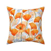 14" California  Poppy Meadow Double Layers -orange poppies, summer wildflowers, meadow flowers