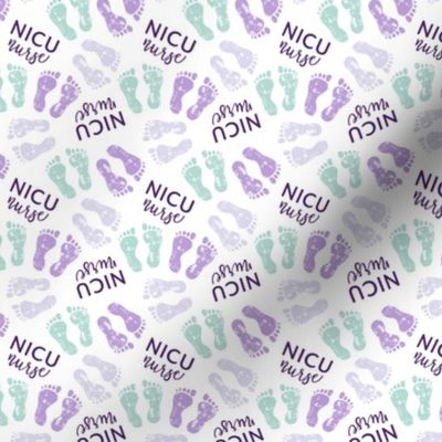 NICU Nurse - multi baby feet - purple/lavender/mint - nursing - LAD20