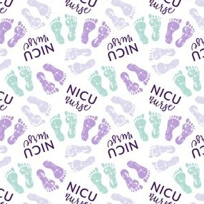 NICU Nurse - multi baby feet - purple/lavender/mint - nursing - LAD20