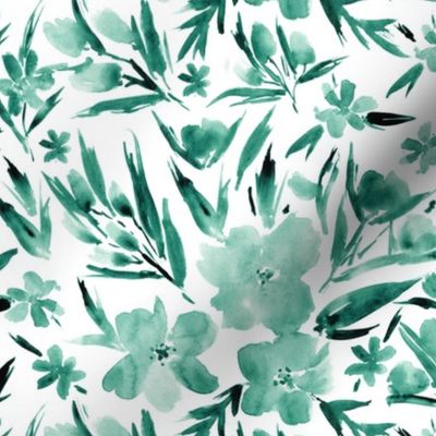 Emerald royal garden - watercolor tonal turquoise florals p268