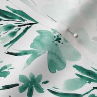 Emerald royal garden - watercolor tonal turquoise florals p268