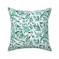 Emerald royal garden - watercolor tonal turquoise florals p268