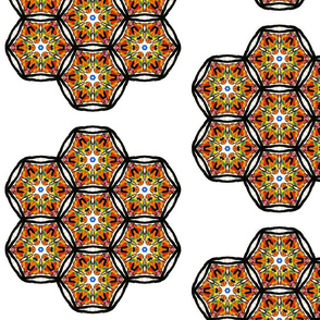 Psychedelic watercolors kaleidoscope isolated mandala flower Fabric