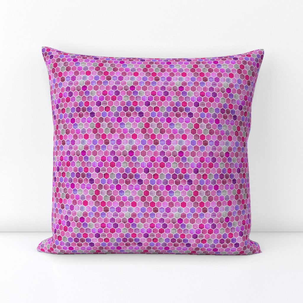 Purple and Pink Ink - Watercolor Hexagon Pattern - extra small