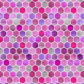 Purple and Pink Ink - Watercolor Hexagon Pattern - extra small