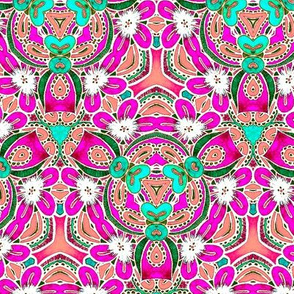 Abstract geometric elements, Pink with turquoise