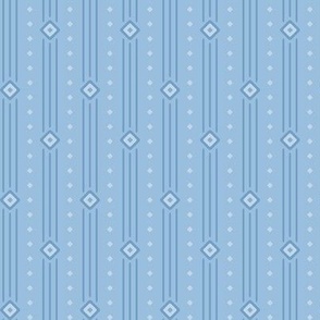 Blue Summer Stripe: Powdery Blue Diamond Stripe, Thin Stripe