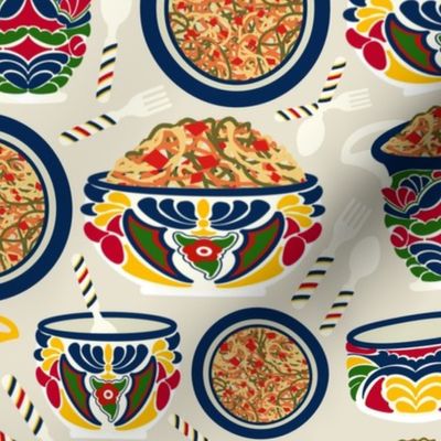 Talavera Bowls with Noodles 