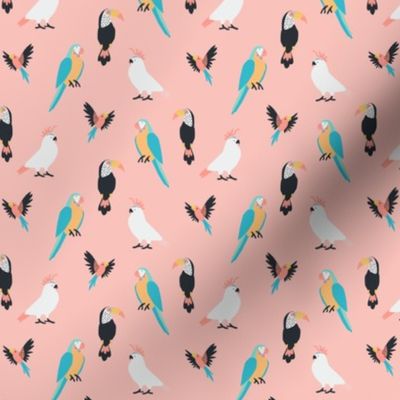 Tropical Birds on Pink