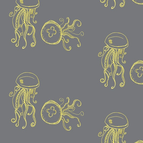 jellyfish-dark grey and yellows