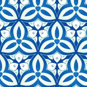 Abstract geometric elements, organic, blue and white