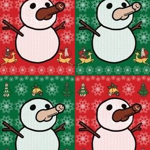 Christmas Penis Snowmen Sweater Pattern (not ugly) - red and green