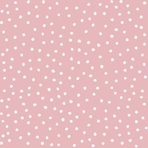 dusty pink base white dots