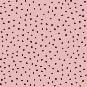 dusty pink base brown dots