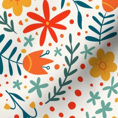 Bright Folk Floral - light background - smaller scale