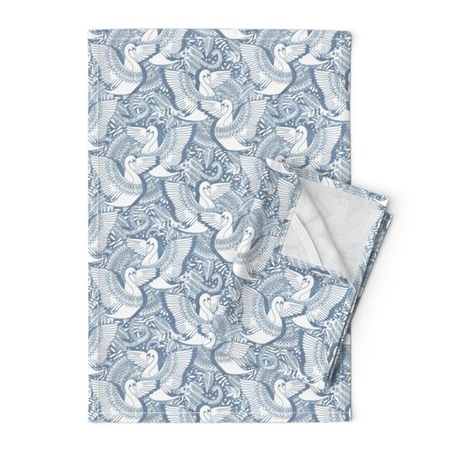 Stylish Swans in Monochrome Blue Grey and White - small