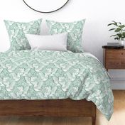 Stylish Swans in Monochrome Mint Green and White - large