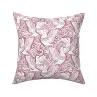 Stylish Swans in Monochrome Dusty Rose and White - small