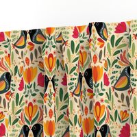 Boho Folk Colorful Spring Birds, Jungle Paradise