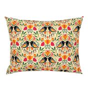 Boho Folk Colorful Spring Birds, Jungle Paradise