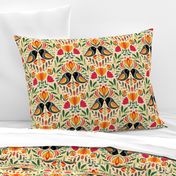 Boho Folk Colorful Spring Birds, Jungle Paradise