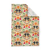 Boho Folk Colorful Spring Birds, Jungle Paradise