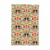 Boho Folk Colorful Spring Birds, Jungle Paradise