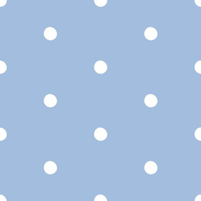 Blue Large White Polka Dot