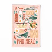 Pho Real - Ramen Noodle Food Typography Tea Towel Blush