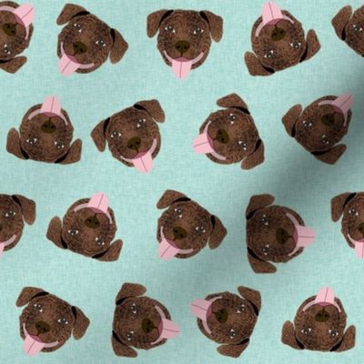 brindle pitbull fabric - tossed pitbulls fabric - mint