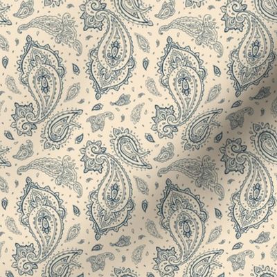 Navy and Champagne Paisley