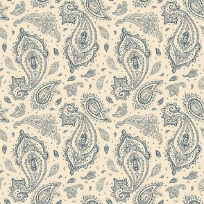 Navy and Champagne Paisley