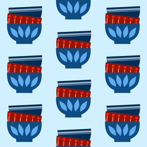 Ramen Bowls - Classic Blue and Reds