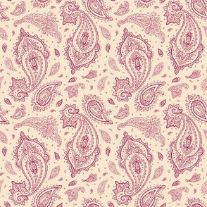 Champagne and Red Paisley