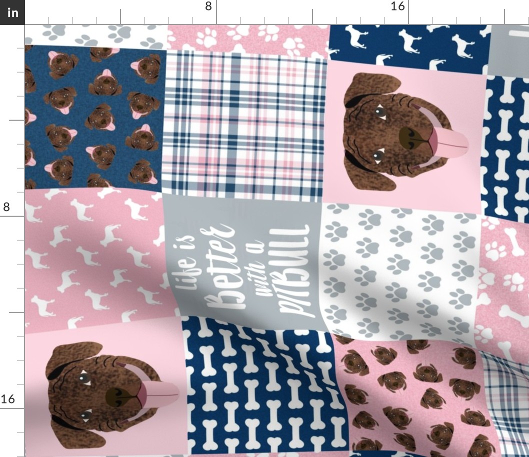 pitbull brindle quilt  fabric - 6" squares