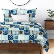 pitbull brindle quilt  fabric - 6" squares - mint and navy