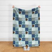 pitbull brindle quilt  fabric - 6" squares - mint and navy