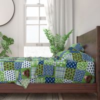 pitbull brindle quilt  fabric - 6" squares - green and navy