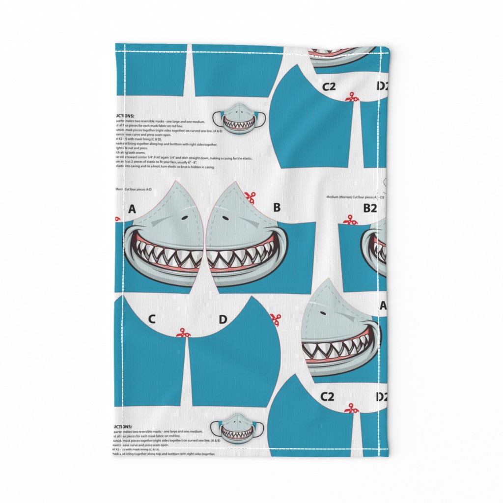 Shark Face Mask Panel - Make 2 masks in one fat quarter