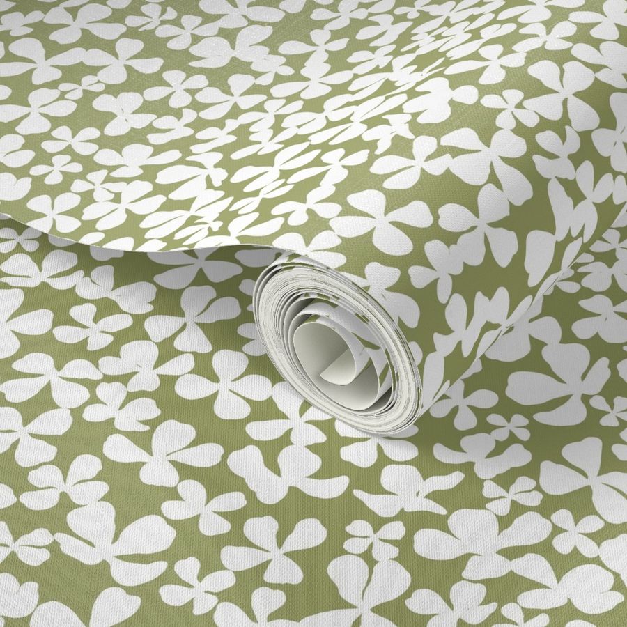 white wallflowers on olive green