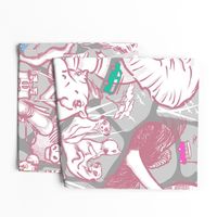 Line Art Safari Wallpaper | Dusty Rose
