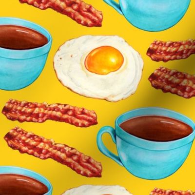 Coffee Bacon & Eggs - Yellow