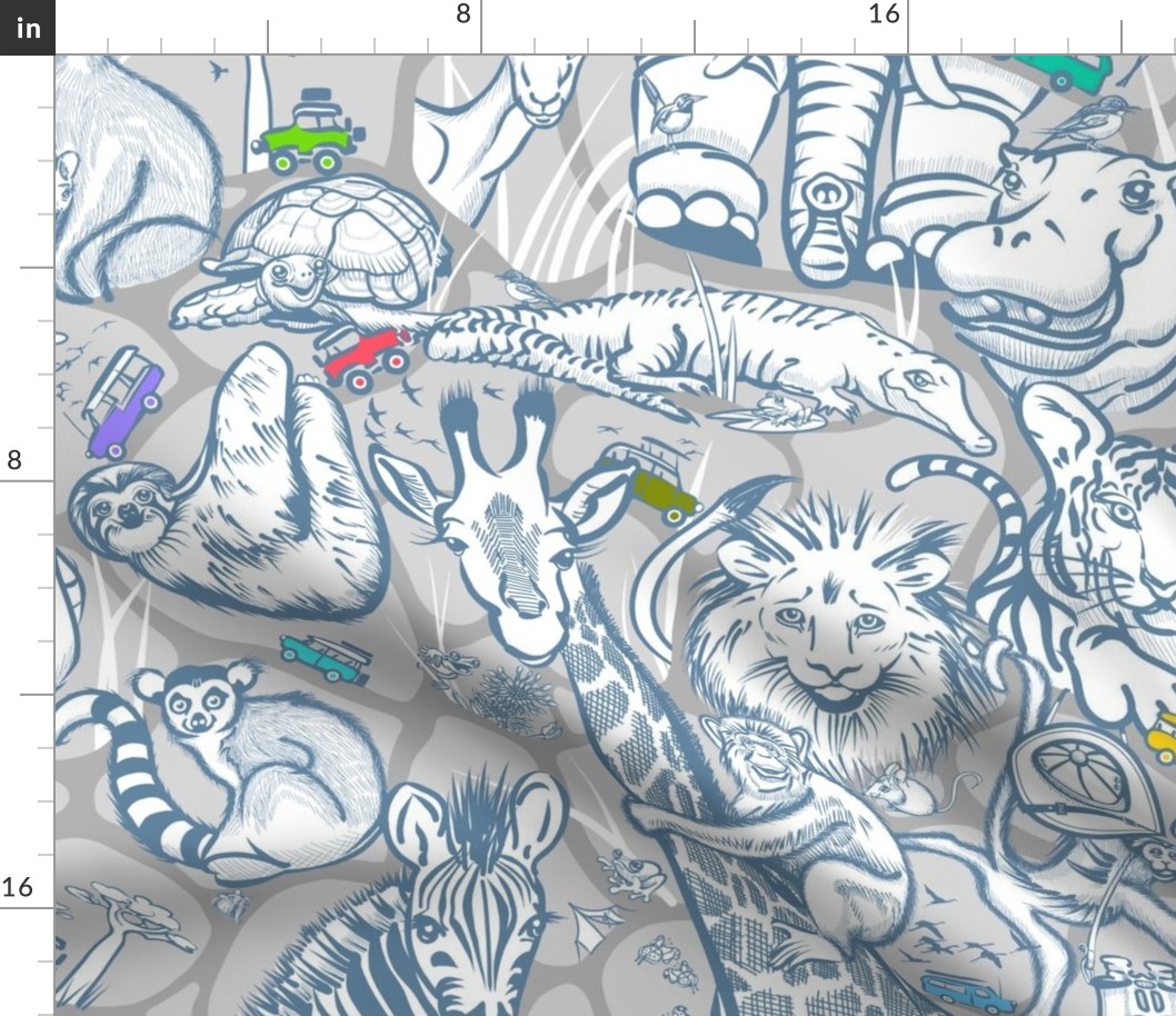 Line Art Safari Small | Dusty Cottage Blue