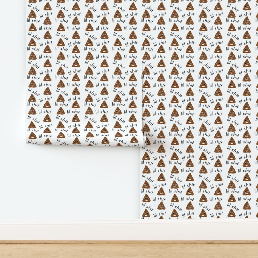 MEDIUM lil sh*t - poop, emoji, poop emoji fabric, sweary fabric - mint