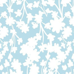 Floral Branches Silhouette Light Blue